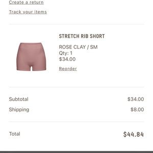 SKIMS stretch rib short in color rose clay size S/M